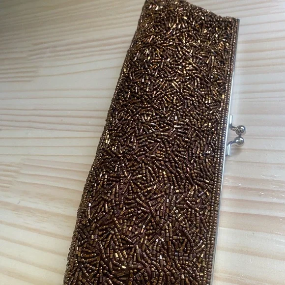 Elegant Brown Beaded Clutch - Picture 10 of 10